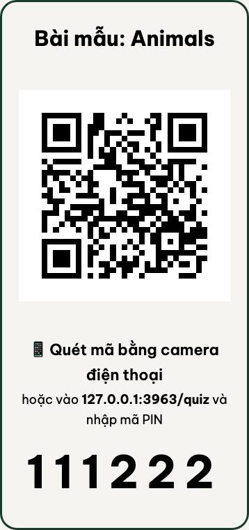 Phiếu QR để in dán bảng lớp có mã PIN và hướng dẫn quét bằng camera